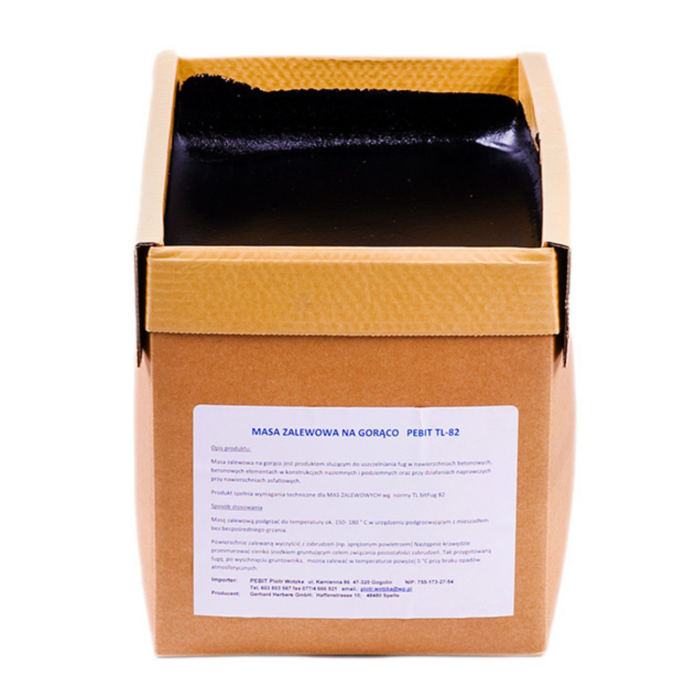 PEBIT TL 82 melegen önthető bitumenes tömítőanyag aszfalt- és betonutak hézagaihoz. Megfelel a DIN EN 14188-1 szabványnak. 150-180 °C felhordási hőfok. Mennyiségi kedvezmény! Rendelj most!
