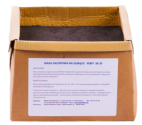 PEBIT SB-20 bitumenes sínhézag tömítő massza villamos- és vasúti pályák karbantartásához. DIN EN 14188-1 szabvány, 150-180 °C felhordási hőfok. Mennyiségi kedvezmény! Rendeljen most! 